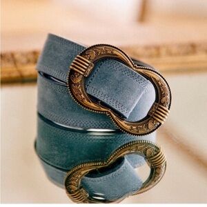 Sezane Gaia blue suede belt size 80